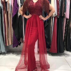 فستان ماروني طويل | Long Maroon Dress