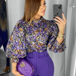 قميص بنفسجي مشجر | Floral Purple Shirt