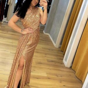 فستان ذهبي طويل | Long Golden Dress