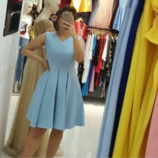 فستان سمائي قصير | Short Blue Dress