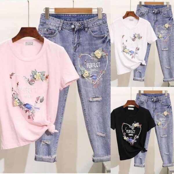 طقم وردي وجينز | Jeans and Pink Set