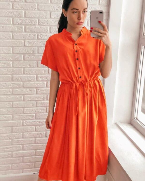 فستان برتقالي طويل | Long Orange Dress