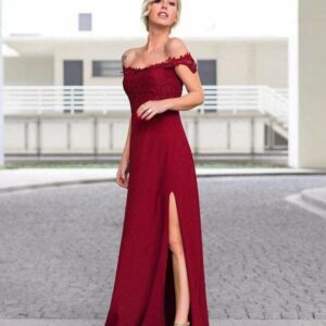 فستان ماروني طويل | Long Maroon Dress