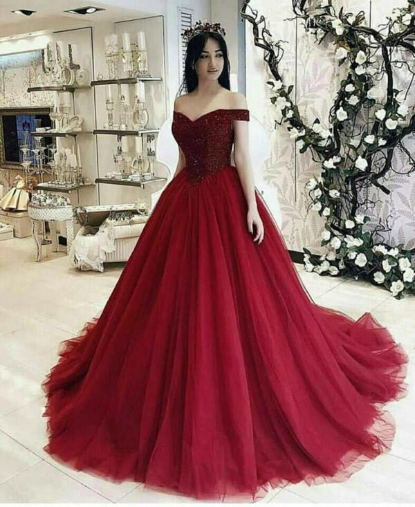 فستان ماورني طويل | Long Maroon Dress