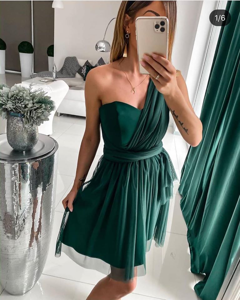 فستان أخضر قصير | Short Green Dress